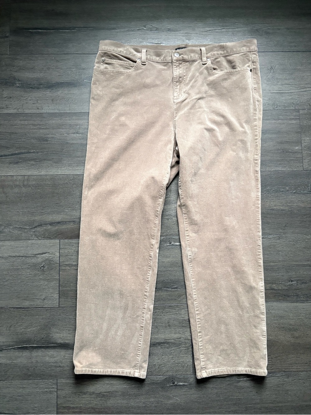 Eileen Fisher Organic Cotton Stretch Corduroy Straight Pant Taupe Size XL